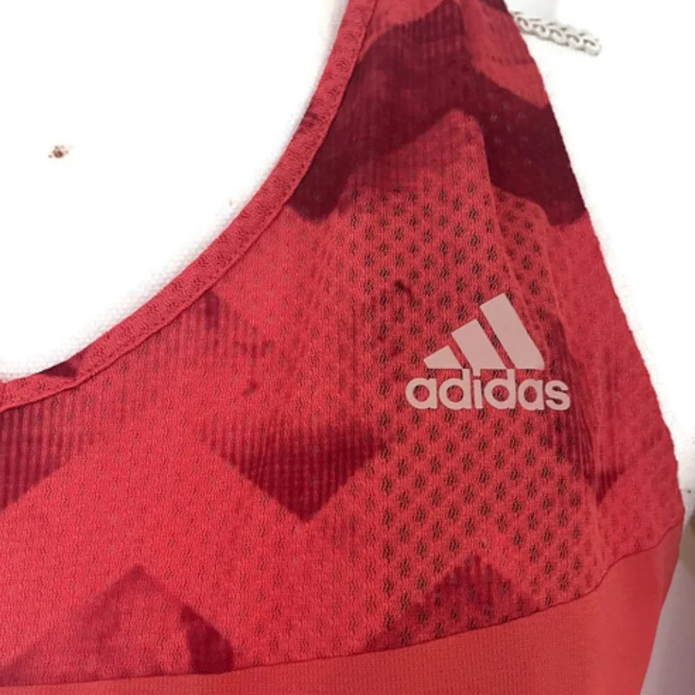 adidas Coral Racerback Tank Top with Patterned Yoke - Picture 3 of 8